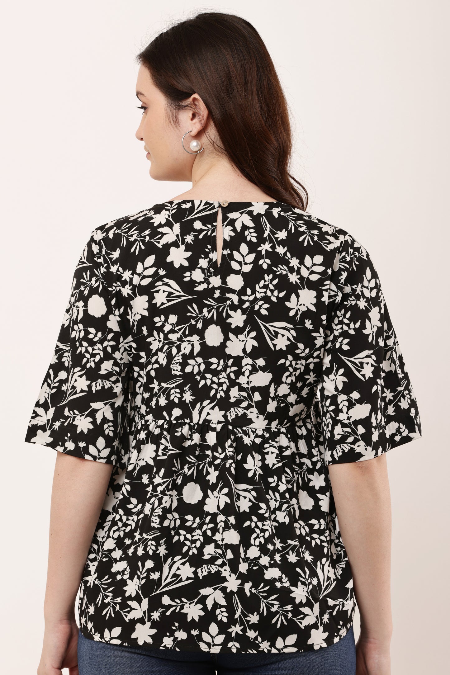 Women's Paisley Print Ruffle Sleeve Top