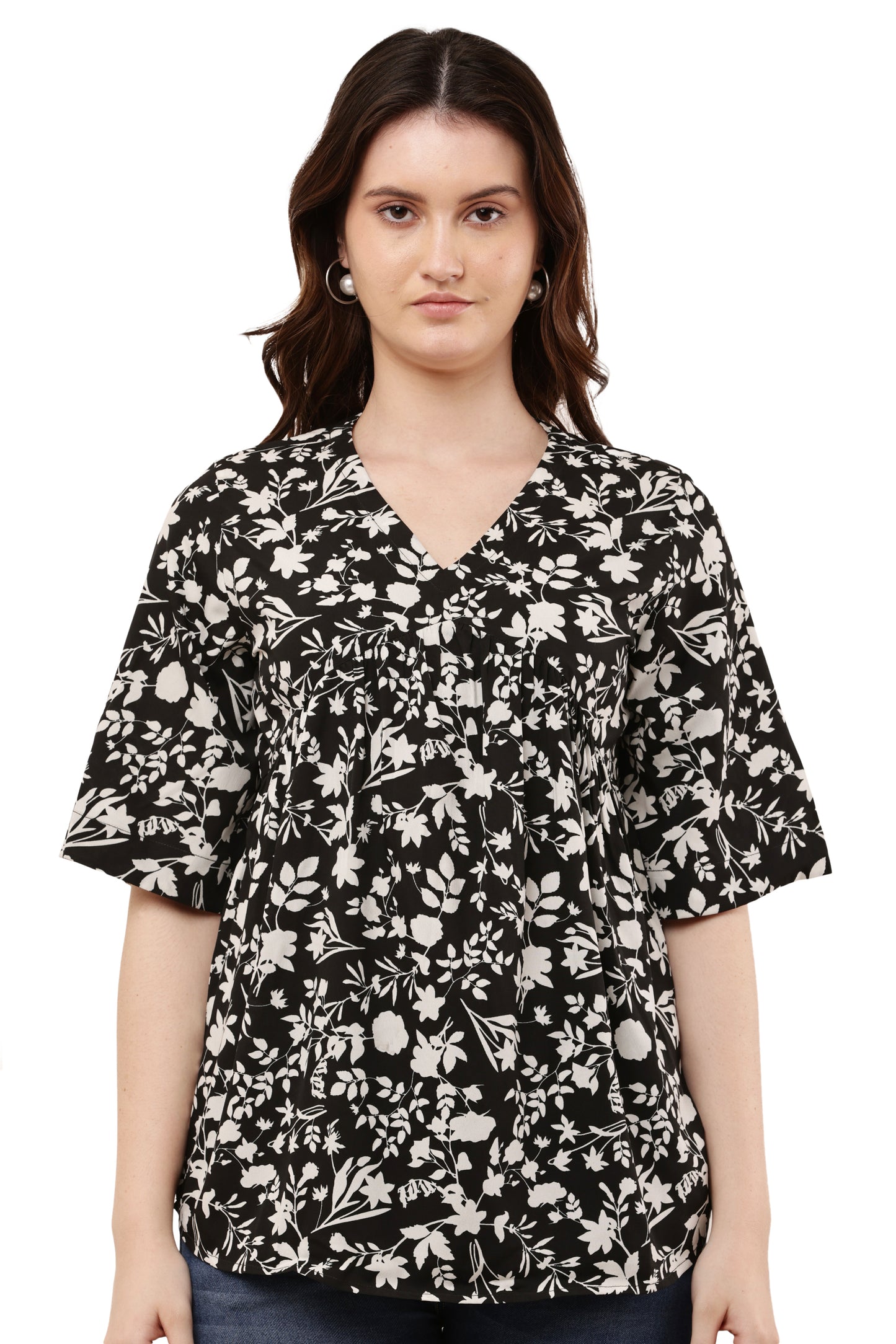 Women's Paisley Print Ruffle Sleeve Top