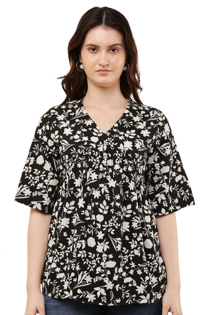 Women's Paisley Print Ruffle Sleeve Top