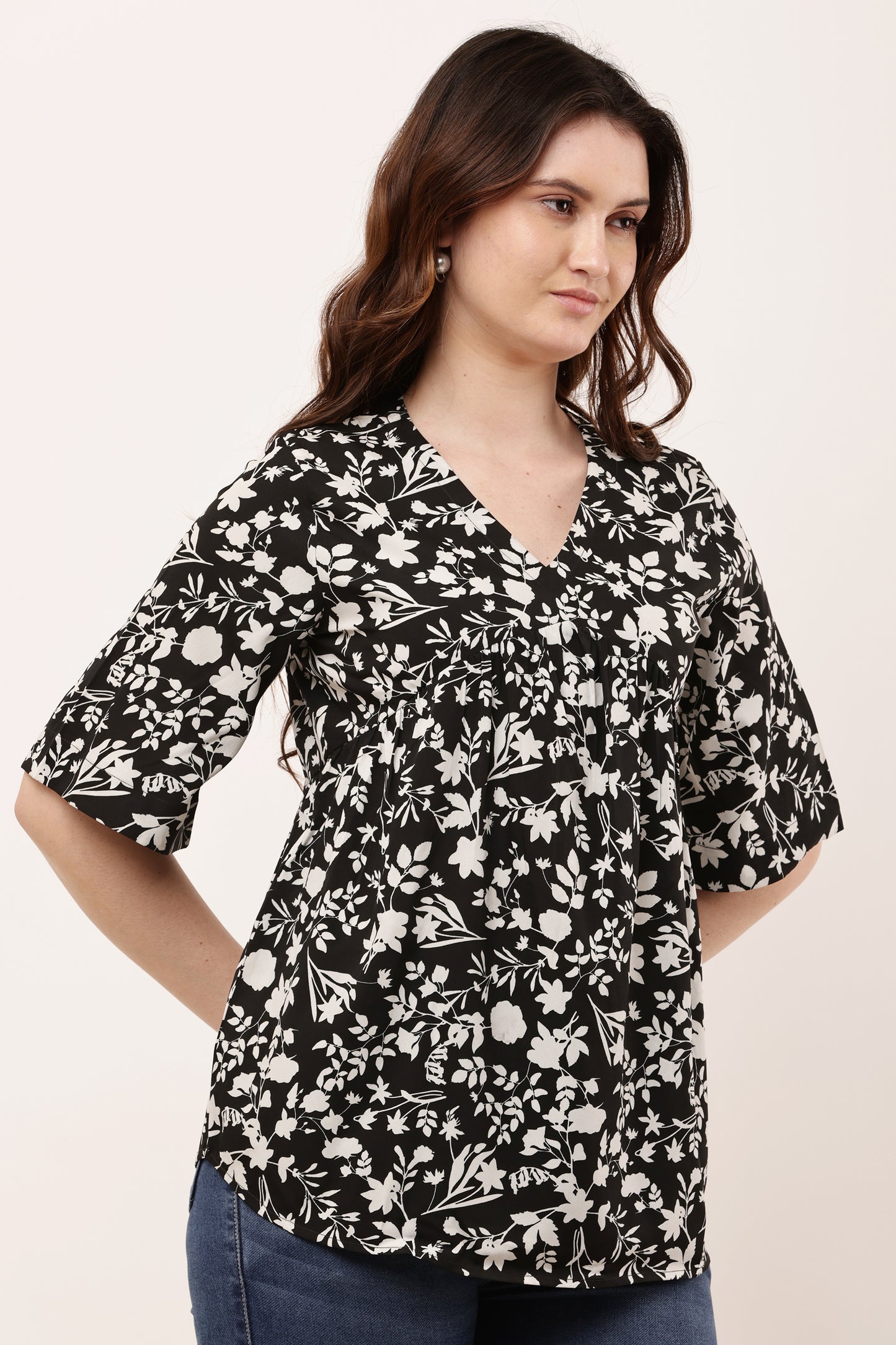Women's Paisley Print Ruffle Sleeve Top